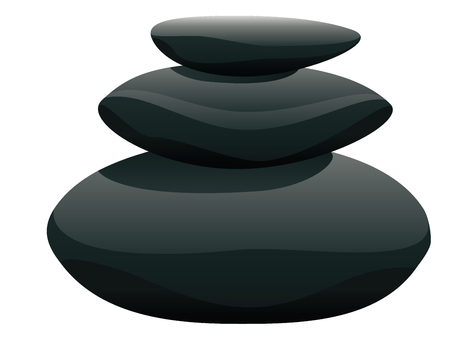 Black pebbles pile, zen stones heap on white background.のイラスト素材