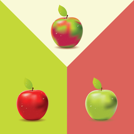 Geometric two colored background with apple, food design.のイラスト素材