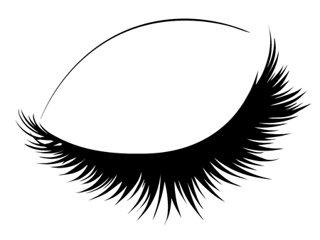Line art of closed eye with long eyelashes design.のイラスト素材
