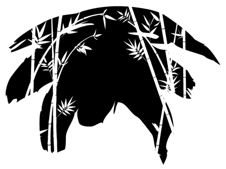 Abstract bamboo branches with leaves grunge illustration.のイラスト素材