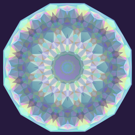 Decorative round iridescent background made of polygons.のイラスト素材