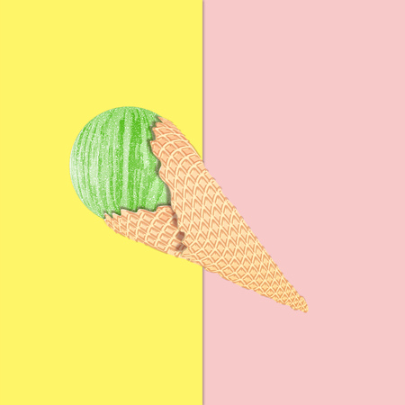 Abstract stylized green ice cream cone illustration design.の写真素材