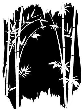 Abstract bamboo branches with leaves grunge illustration.のイラスト素材