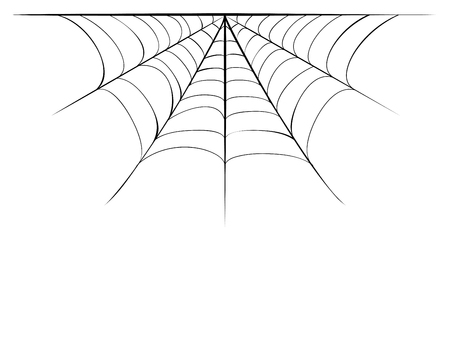 Abstract decorative spider web border illustration, design for Halloween.のイラスト素材