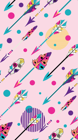 Decorative native arrows with stylized feathers set.のイラスト素材