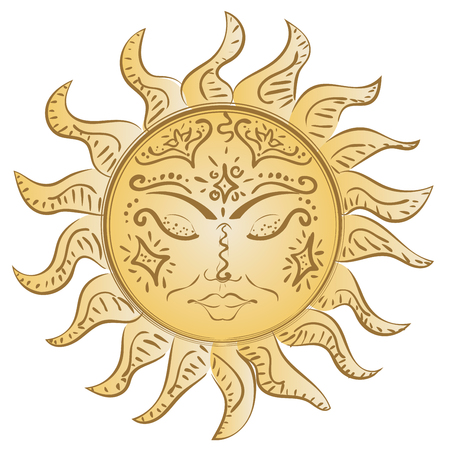 Modern tattoo of sleeping sun design on white.のイラスト素材