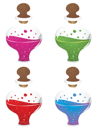 Laboratory glass flask design with liquid illustration.のイラスト素材