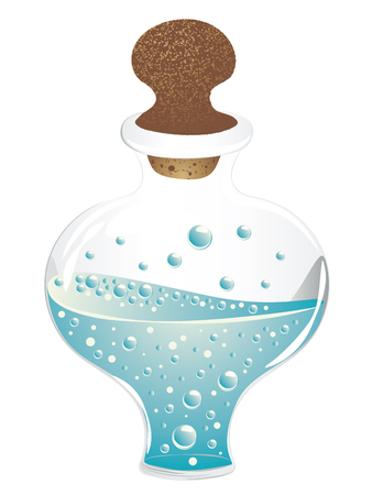 Laboratory glass flask design with liquid illustration.のイラスト素材