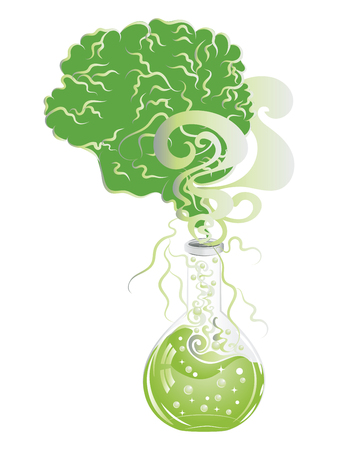 Laboratory glass flask design with liquid illustration.のイラスト素材