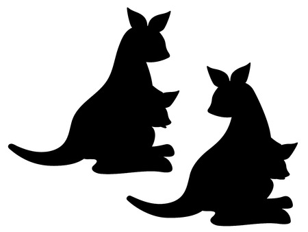Cute cartoon kangaroo silhouette, abstract animal design illustration.のイラスト素材