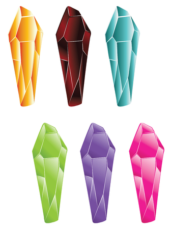 Abstract colorful rock crystal design in different shapes on white background.のイラスト素材