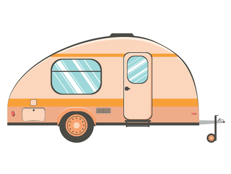 Cartoon camper trailer, travel mobile home design.のイラスト素材