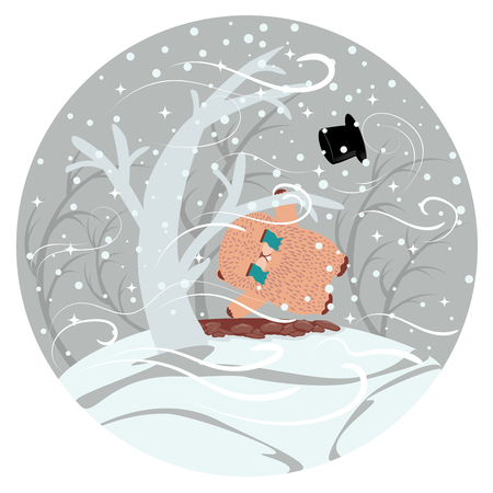 Cartoon kawaii animal, groundhog day greeting illustration.のイラスト素材