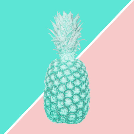 Retro background with big pineapple, abstract minimalist design.
