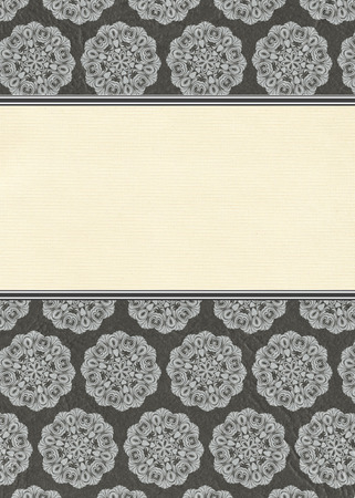 Vintage style invitation with floral patterns and paper texture.の写真素材