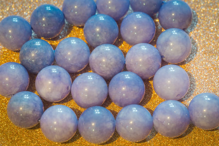 Round natural stone beads, soft lilac color