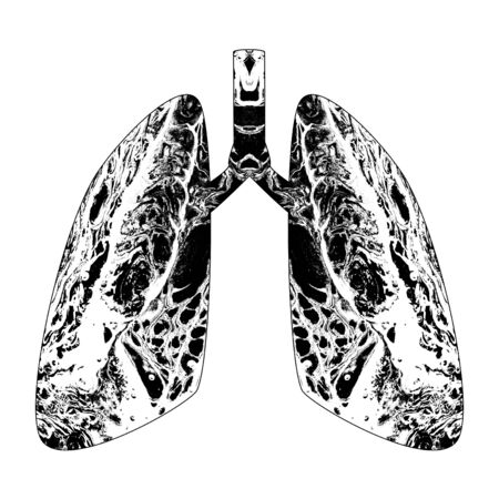 Silhouette of abstract human lungs with grunge marble texture.の写真素材