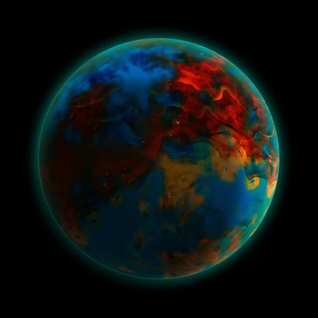 Abstract alien planet detailed design, 3d illustration.