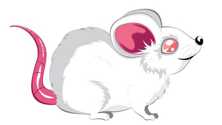 Cute cartoon white mouse or rat design illustration.のイラスト素材