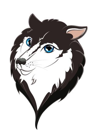Cartoon cute siberian husky dog with blue eyes.のイラスト素材