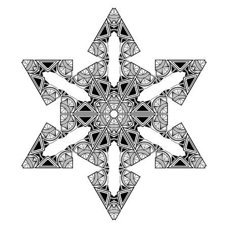 Decorative geometric snowflake, retro art deco style ornament.のイラスト素材