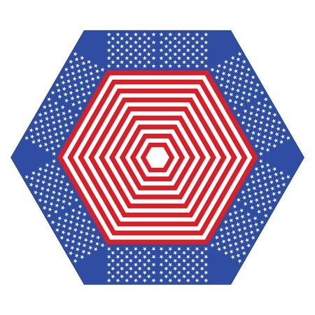 Red and white stripes and stars abstract geometric ornament design.のイラスト素材