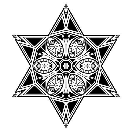 Decorative geometric snowflake, retro art deco style ornament.のイラスト素材