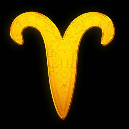 Decorative golden astrological zodiac symbol aries illustration.の写真素材