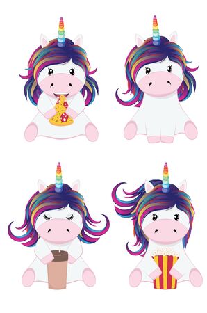 Cute cartoon little unicorn, fantasy animal illustration.のイラスト素材