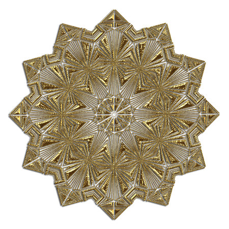 Decorative golden geometric round ornament, retro art deco style design.