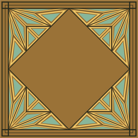 Decorative retro ornament made of geometric elements, square art deco style.のイラスト素材