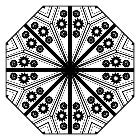 Decorative geometric ornament with gears, art deco style design.のイラスト素材