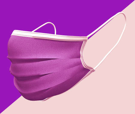 Digitally render of a pink surgical face mask, 3d illustration.の写真素材