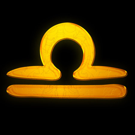 Decorative golden astrological zodiac symbol libra illustration.