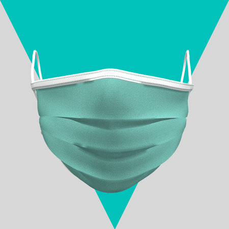 Digitally render of a surgical face mask, 3d illustration.