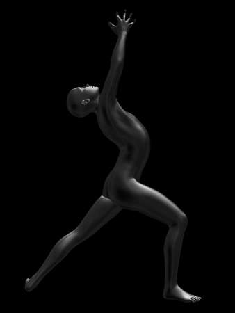 Digitally rendered 3d illustration of gray human like maneken exercise in yoga position.の写真素材