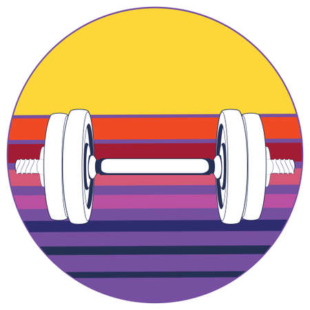 Abstract fitness themed retro design, dumbbells background illustration.のイラスト素材