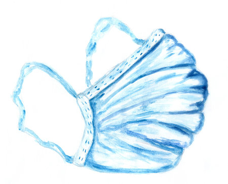 Protective face mask, respirator, hand drawn illustration.の写真素材