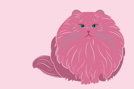 Cute cartoon cat fat very furry illustration.のイラスト素材