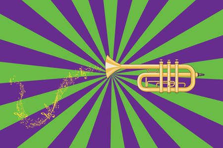 Abstract yellow trumpet design music themed illustration.のイラスト素材