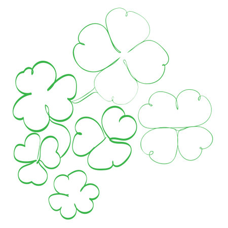 Clover or shamrock leaves in line art style illustration.のイラスト素材