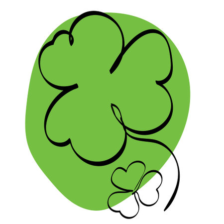 Clover or shamrock leaves in line art style illustration.