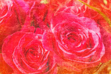 Decorative bouquet of bright red roses, anniversary background.の写真素材