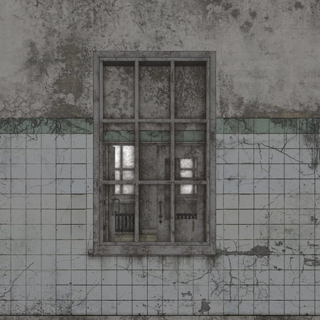 Old window in the abandoned building, digitally rendered 3d illustration.