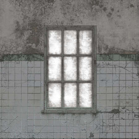 Old window in the abandoned building, digitally rendered 3d illustration.の写真素材