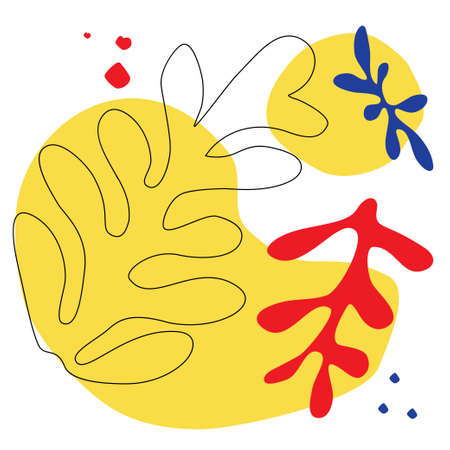 Abstract Matisse inspired organic shapes, leaves, floral background.のイラスト素材