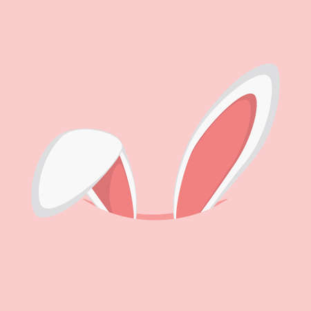 Cartoon white bunny ears, easter greeting card design.のイラスト素材