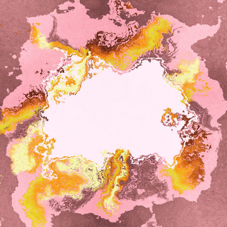 Abstract colorful fluid background with gold, digital painting.