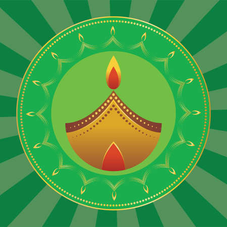 Decorative diya, Diwali festival candle colorful background illustration.のイラスト素材