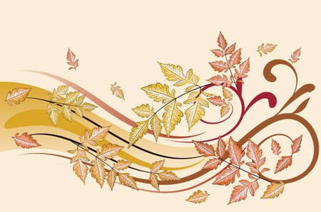 Floral ornament with decorative colorful autumn leaves illustration.のイラスト素材